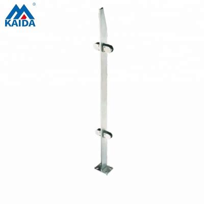 China Hotel Stainless Steel Plate Glass Balustrade Vertical Single Post With Clamps for sale