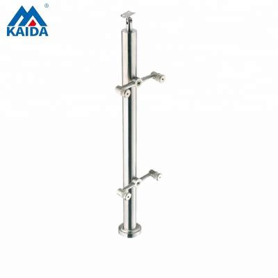 China Hotel Stainless Steel Stairs Handrail Fencing Round Tube Post Pillar for sale