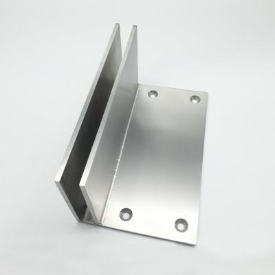 China Hotel Stainless Steel U Channel Foot Bracket Glass Floor Flange for sale