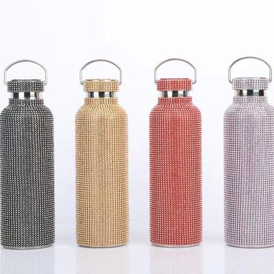 China PORTABLE Double Wall Stored Vacuum Insulated Stainless Steel Rhinestone Water Bottle With Rhinestones for sale