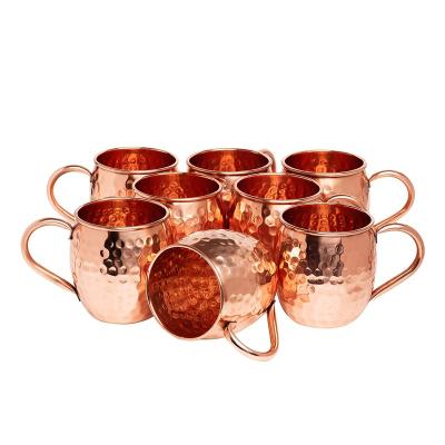 China Viable Wholesale 16oz Hammered Dot Moscow Solid Copper Stainless Mule Mug Custom With Handle for sale