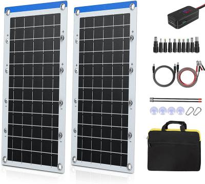 China 24W 12V Waterproof Solar Panels Kit IP65 Charger Waterproof Monocrystalline Solar Panel with Clip and Kickstand for Home Outdoor for sale