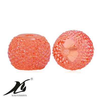 China Popular 12mm Eco-Friendly DIY Crafts Making Charming Sugar Ball Resin Beads Cutting Rhinestones Loose With Center Hole Garment Accessories for sale