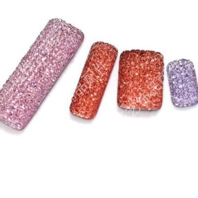 China High Quality Flatback Rectangle Shape Sugar Crystal Glass Resin Fake Stones Flat Back Hot Fix Bulk Nail Charms for sale