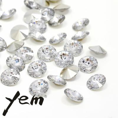 China Fancy Non-Hotfix Pointback Yem 2mm 3mm 4mm 5mm Wholease Plated Resin Loose Pointback Rhinestones With Rivoli For Shoes Jewelry Accessories for sale