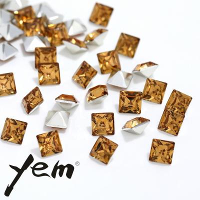 China Pointback Yem Wholease New Non-Hotfix Plated Acrylic Pointback Square Lower Fancy Stones For Jewelry Accessories for sale