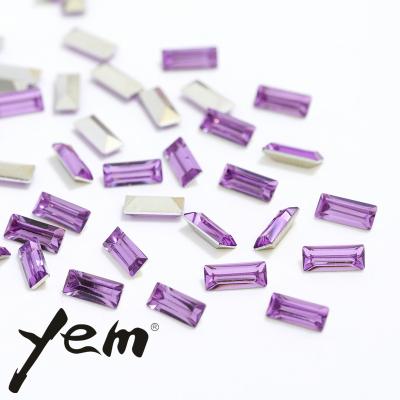 China Pointback Yem Wholease Non Hotfix Fancy Purple Rhinestone Plated Tube Bottom Acrylic Rhinestones For Jewerly Clothes Pendant for sale