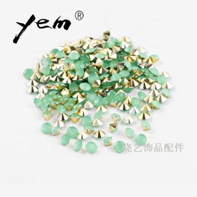 China YEM Eco-Friendly Wholesale Led Back Round Crystal Rhinestone Non Hot-Fix Bulk Crystal Resin Rhinestones For Nail Art Jewelry Artwork for sale