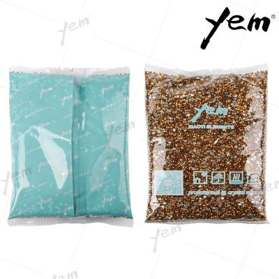 China Environmental Inspection 75 Bags/Cardboard Custom Clear UV Gold Glitter 3mm Hotfix Sew On Stone Flatback Fix Resin Rhinestone Hot Pack for sale