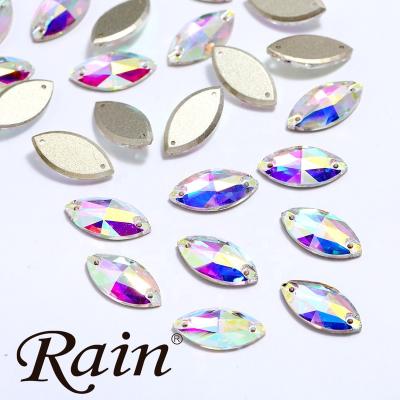 China 2021 New Wholesale Eco-friendly Rain Sew On Flat Back Glass Stone Teardrop Rhinestone For Wedding Dress Decoration for sale