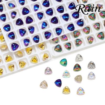 China New style natural millennial triangle raindrop rhinestone flat back glass jewelry finding accessories for DIY for sale