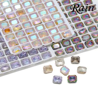 China Point Back Raining Handmade Back Point Millennial DIY Lotus Rectangle Point Bottom Diamond Glass Jewelry Finding Accessories Rhinestones for sale