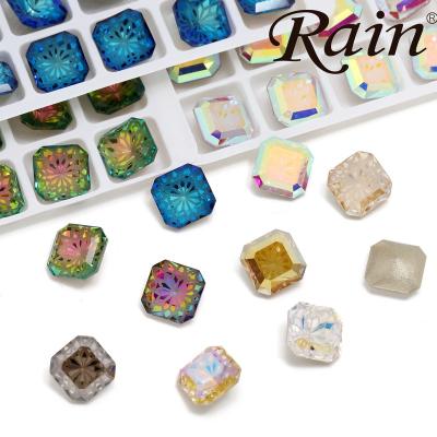 China Point Back Rain Stones Art Rhinestones Point Back Crystal Glass Rhinestone Millenium DIY Handmade Wholesale Nail Square 10mm 14mm for sale