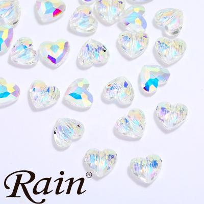 China Flatback raining hot sale heart shape flat back Crystal Glass ab fancy stone rhinestones for jewelry making for sale