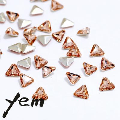 China Flatback Nail Non-Hotfix Fancy Stone Plated Bottom In Different Shapes With Triangle Rhinestones Jewelry Finding For Garment Accessory for sale