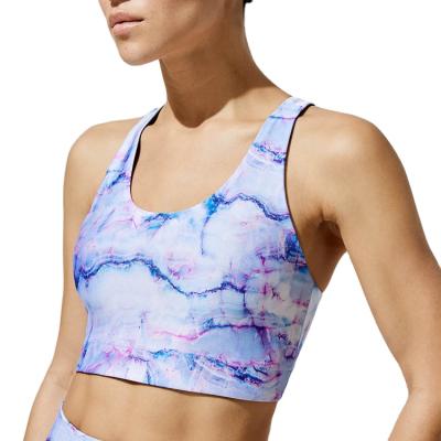 China Breathable Hot Selling Women Sports Wear Custom Sports Bra Quick Dry Tie Dye Workout Top Racerback Fitness Yoga Bra for sale