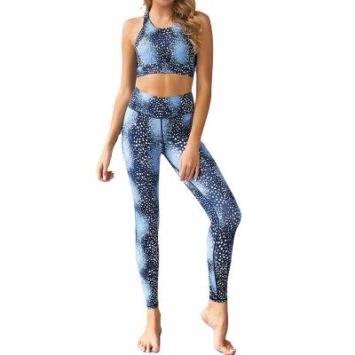 China Viable Women's Gaiters Sports Apparel Fitness Bra Set Custom Compression Yoga Floral Print Pants for sale