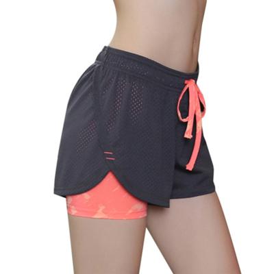 China Mid Waist Color Block Women Yoga Shorts Fitness Pants Gym Gaiters Sports Running Pants Ladies Viable Shorts Elastic Waist for sale