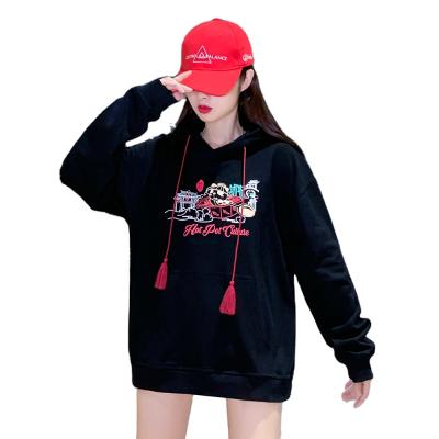 China Latest Autumn Winter Women's Hoodies Anti-Shrink Printed Loose Hoodie Long Sleeves Pure Cotton Hoodies For Women for sale