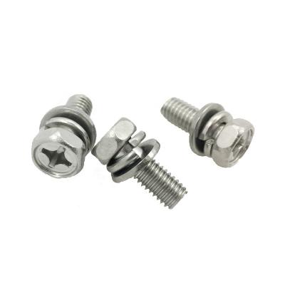 China Pan M4 Phillips Hex Head Stainless Steel Double SEMS Screws Split Joint and Flat Joints for sale