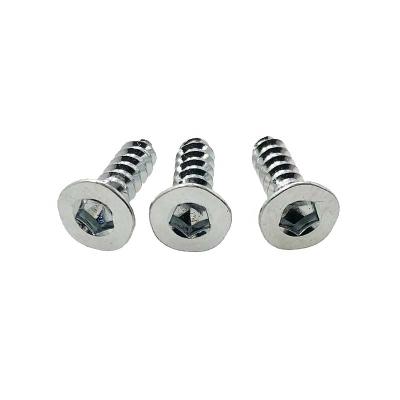 China Manufacturer White Zinc Plated Flat Head Countersunk Hex Socket Self Tapping Screws for sale