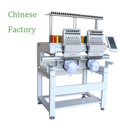 China Garment Shops Wholesale High Quality QHM Computerized 2 Head Digital Double Head Shirt Flat Embroidery Machine for sale