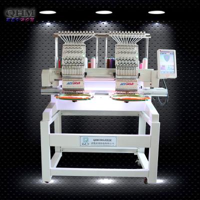 China QH-XC1202 Hotels Double Heads Automatic Embroidery Machine 2 Heads Cap And T Shirt Embroidery Machine for sale