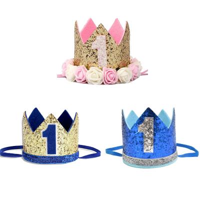 China Wholesale Character Baby Shower Hat 1 Year Crown For Birthday Party Decoration Party Supplies Hot Sale for sale