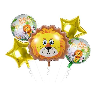 China Gift Toy Jungle Foil Balloon Animal Lion Tiger Elephant Air Ball for Decor Zoo Theme Party Supplies for sale