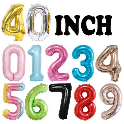 China New Design 40 Inch Large Number Decoration Balloons 0-9 Foil Helium Digital Balloons For Happy Birthday Party Decoration for sale