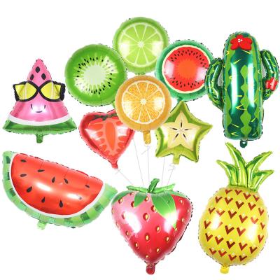 China Hot Sale Decoration Summer Theme Strawberry Watermelon Green Apple Fruit Shape Helium Foil Balloons For Party Decoration for sale