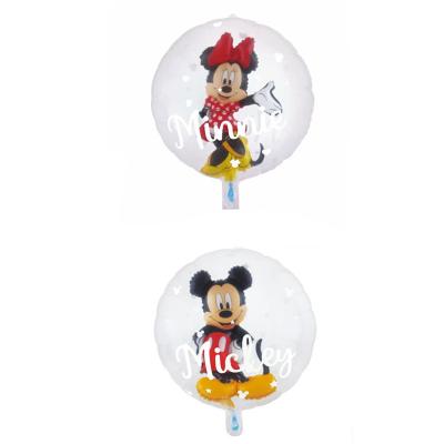 China Gift Toy New Round Cartoon Mickey Minnie Foil Helium Balloons Toys Mickey Mouse Wholesale Kids Birthday Party Decoration for sale