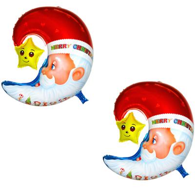 China Christmas Holiday Party Decoration Santa Claus Aluminum Foil Balloon Merry Moon Toy Wholesale New Cartoon Shape Gift Kids Play for sale