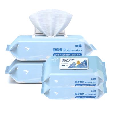 China Sustainable Hot Sale Safety Remove Oil Stains Firmly Clean Kitchen Cleaning Wet Cloths for sale