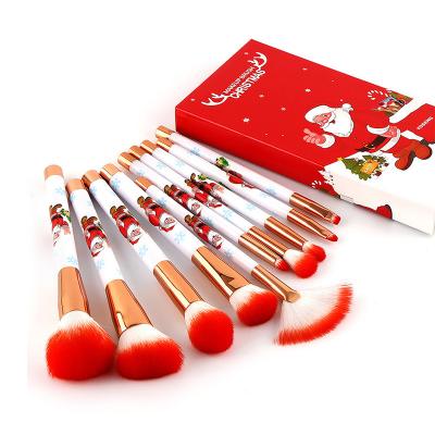 China Angular Blush Christmas Gift Makeup Brush Set 10pcs New Design Cartoon Style Makeup Brush Set for Beauty Tool for sale