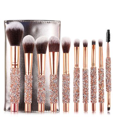 China Angular Blush Fancy Makeup Brush Set With Pocket Mounted Golden Brushes Professional Custom Makeup for sale