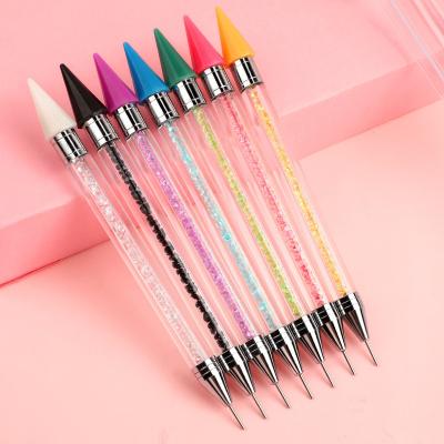 China Nail DIY Tools Double Head Nail Art Pen Rhinestone Nail Manicure Art of 2021 New Design Dotting Pen Tools Nails Dot Brush for sale