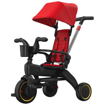 China 2022 Wholesale Multifunctional Children's Tricycle Folding Popular Compact Size Baby Tricycle Nylon Environmental Friendly Material for sale