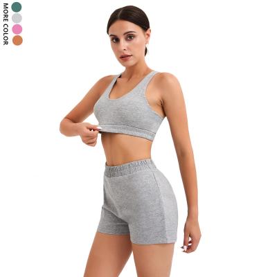 China Wholesale Casual Two Piece Breathable OEM Knit Shorts Set Women Clothing Fashion Summer Crop Top Outfit for sale