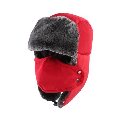 China Wholesale Trapper Hat Outdoor Windproof Aviator Bomber Earflap Mask Winter Thermal Hat COMMON for sale