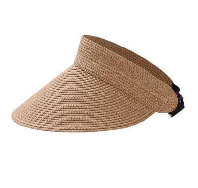 China Fashion Dobby Wide Eaves Sun UV Protect Foldable Beach Hat Sun Visor Hat Custom Straw for sale