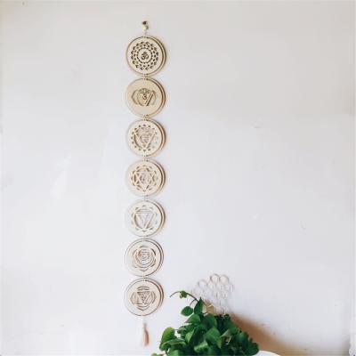 China Healing Environmentally Friendly Wall Chakra Art Decoration Wooden Home Wall Decor Yoga Home Wall Hanging Spiritual Decoration for sale