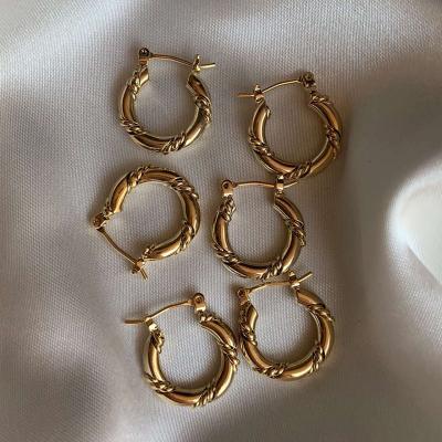 China Artilady Environmental Friendly Gold Plated Stainless Steel Huggie Chunky Circle Twist Hoop Statement Earrings Jewelry for sale