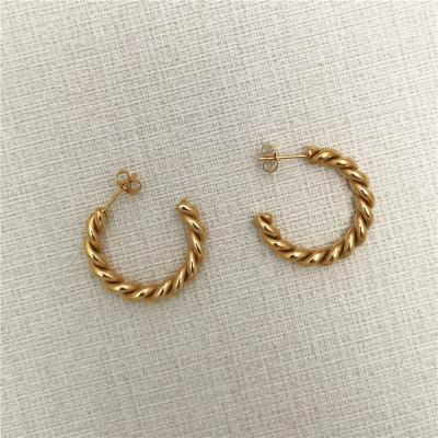 China Artilady TRENDY stainless steel jewelry stud earrings women twist huggie personalized stainless steel gold circle earring for women for sale