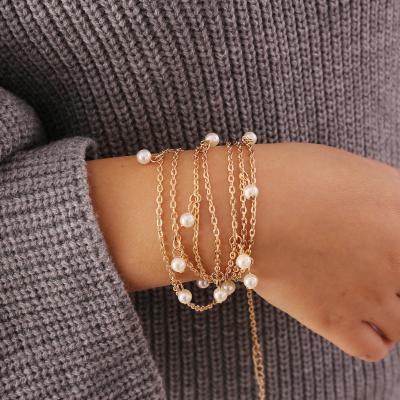 China Artilady CLASSIC Simulated Pearl Bracelet Gold Color Chain Bracelet Jewelry Gift For Women Bracelets Accessories for sale