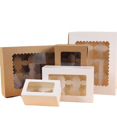 China Recycled Top Cake Box Wedding Cake Box Cupcakes Cajas Para Window Paper Food Top Selling Materials Cupcake Packaging Box Mini Cake Boards for sale