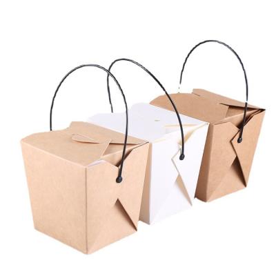 China Luxury Disposable Portable Paper Box Stain Pasta Chicken Rice Flower Happy Packaging Box Packed Fried Rice Takeout Box for sale