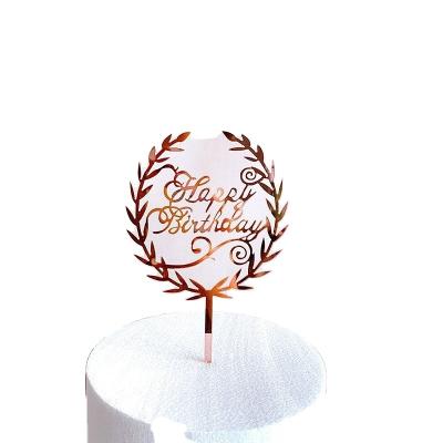 China Happy Birthday Plastic Acrylic Different Cake Topper Rose Gold Cake Topper Topper Decoration for sale