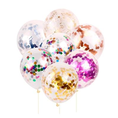 China Party decoration 12 inch transparent sequin party balloons plastic decorations for sale