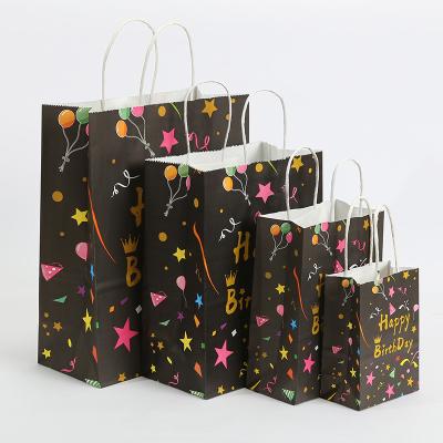 China Luxury New Happy Birthday Gift Single Bag Carrying Kraft Paper Bag Fashion Portable Gift Bags for sale